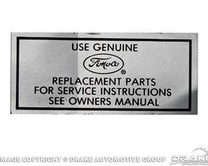 64-65 Air Cleaner Service Instructions Decal