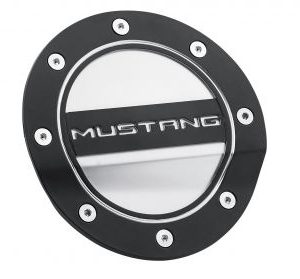 Mustang Comp Series Fuel Door - Black/Silver